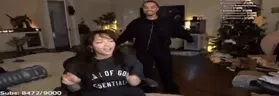 animated emote of cinna making peace signs and smiling, telling the viewer to slow down